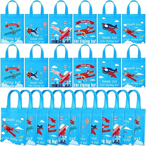 Miniatura 8 de 24 bolsas de recuerdo de fiesta de avión, bolsas de mano para niños, suministros para fiesta de cumpleaños de aviones, bolsas de regalo con asas,