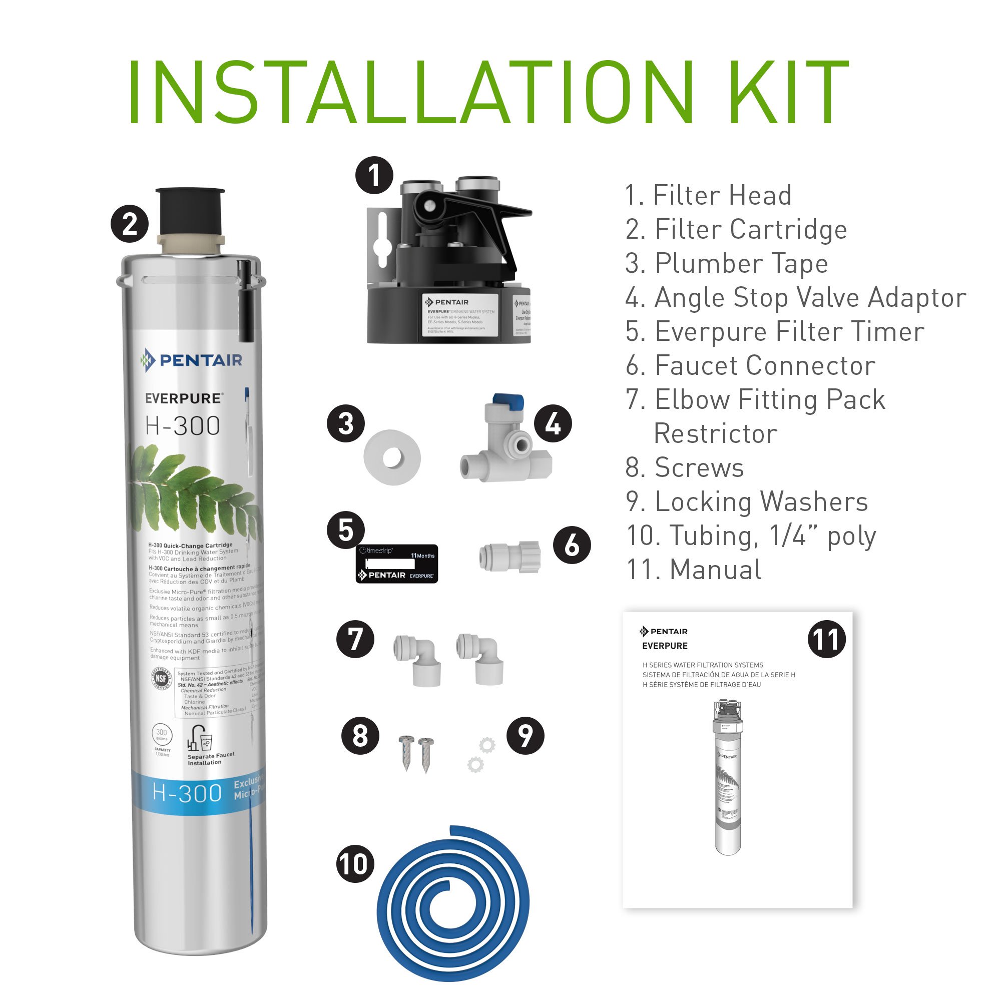 Everpure H300 Drinking Water Filter System (EV927076). Quick Change