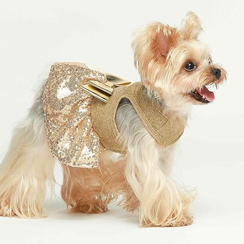 Miniatura 3 de Fitwarm Vestido elegante para perro, ropa de perro con lentejuelas brillantes para perros pequeños y niñas, atuendo formal de boda para mascotas,
