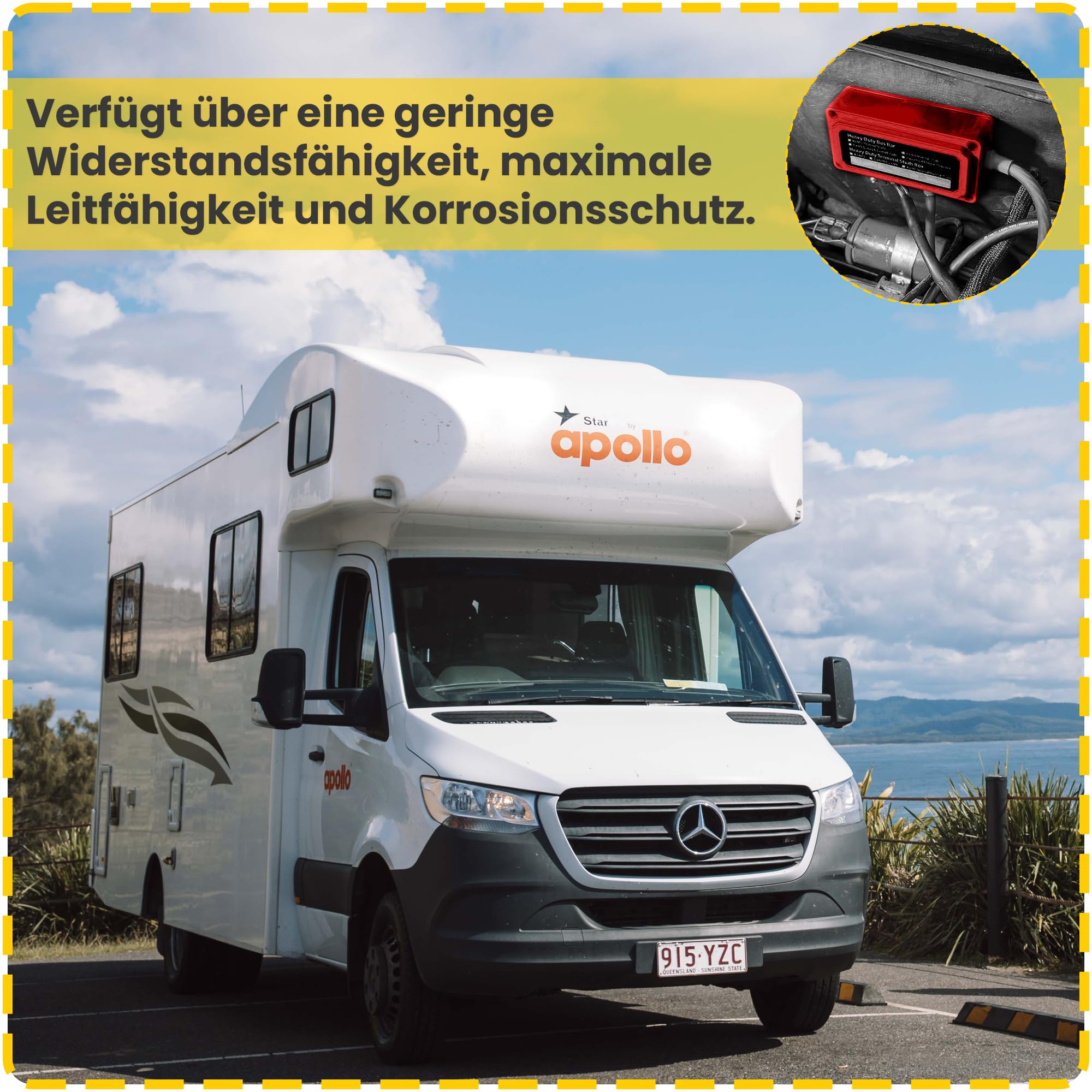 Offgridtec BusBar Box 4x M8 Anschlussbolzen, Nickelbeschichtete Messinganschlüsse, Glasfaserverstärktes Nylongehäuse mit abnehmbarer Abdeckung & Isolierwand, Modulare Stromverteilung (200A, Rot)