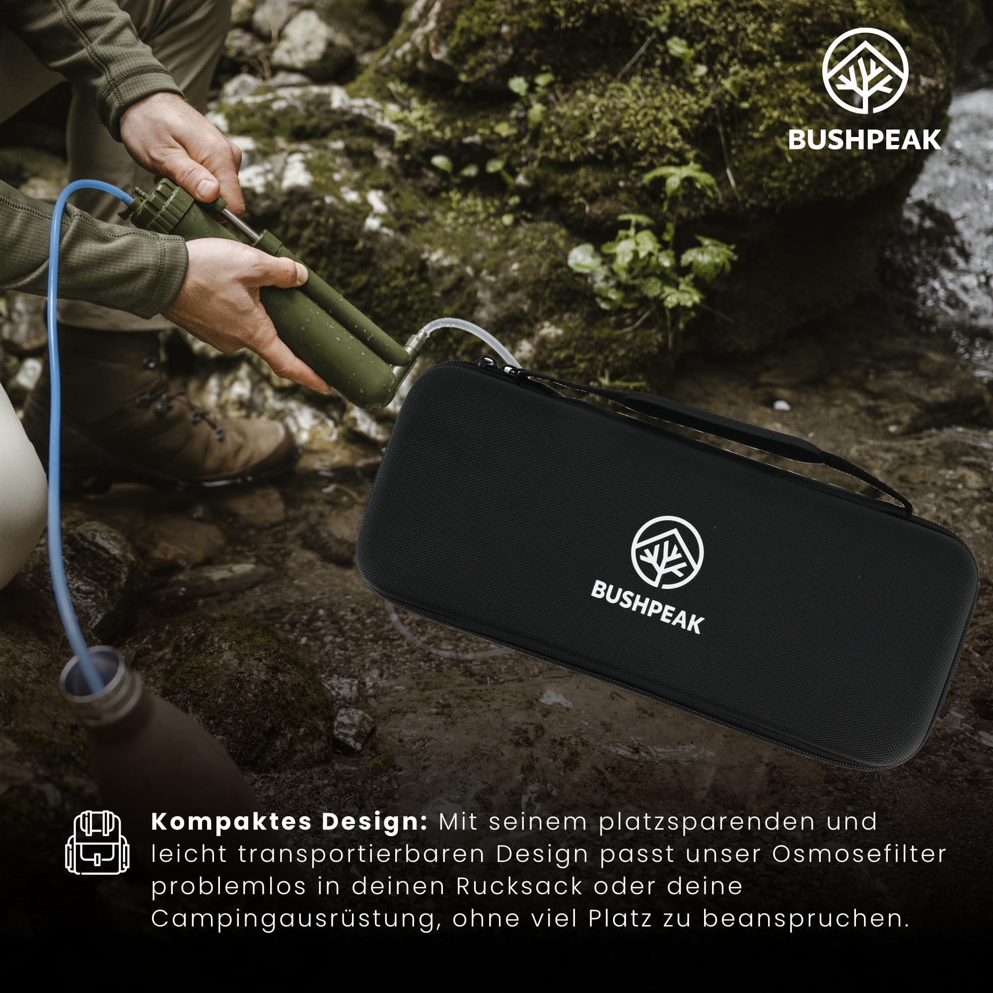 Wasserfilter Outdoor Pumpe Osmose mit 8000 Liter Filterkapazität inklusive Transporttasche und Trinkbeutel