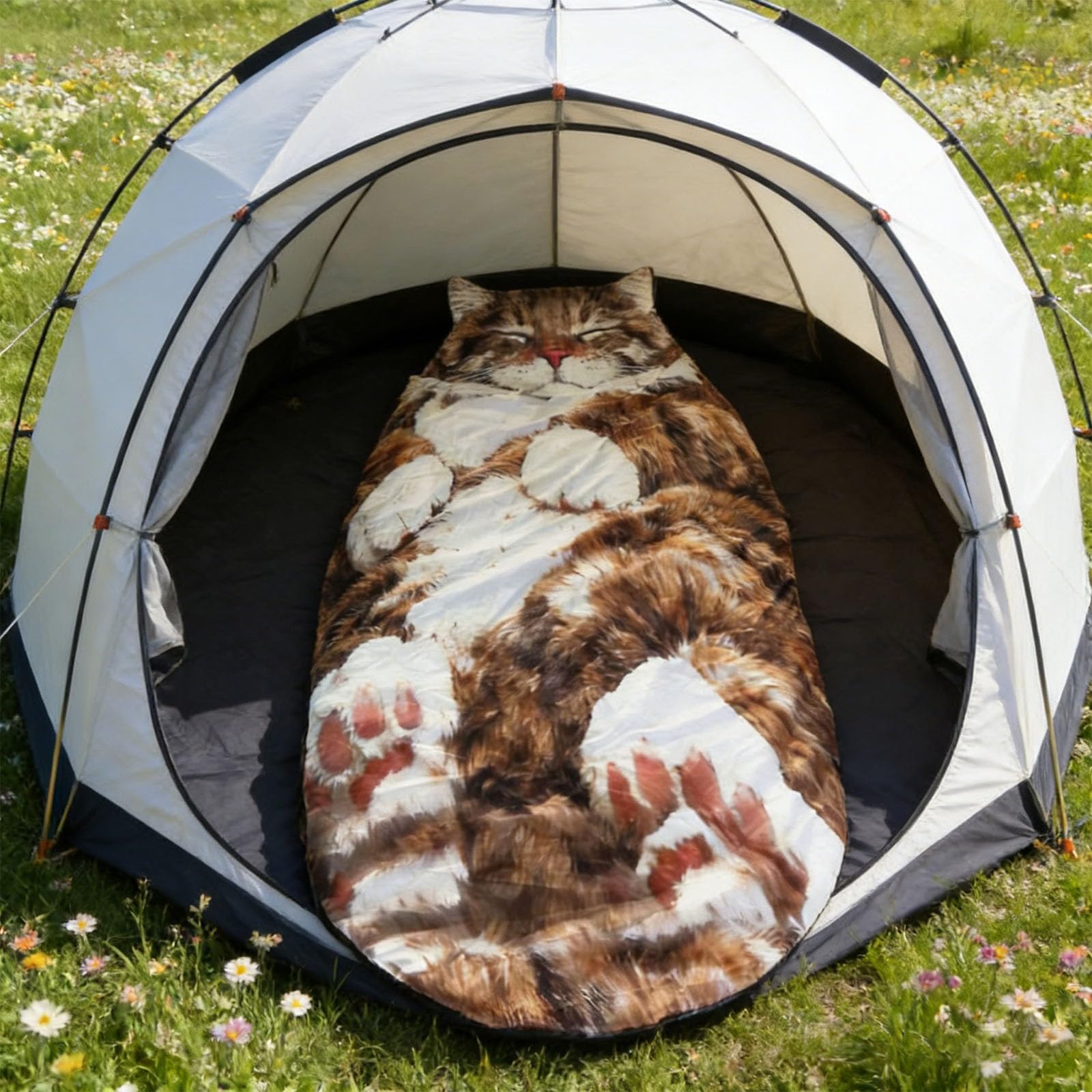 Plush Cat Print Envelope Sleeping Bag, Cat Shaped Plush Sleeping Bag For Adults, Giant Plush Envelope Design With Soft Flannel Lining Self, For Camping And Home Lounging (E#175 * 80cm)