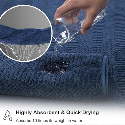 Miniatura 5 de Juego de 8 toallas de baño de gran tamaño azul marino, 2 toallas de baño extragrandes, 2 toallas de mano, 4 toallas pequeñas, 600GSM, suaves,