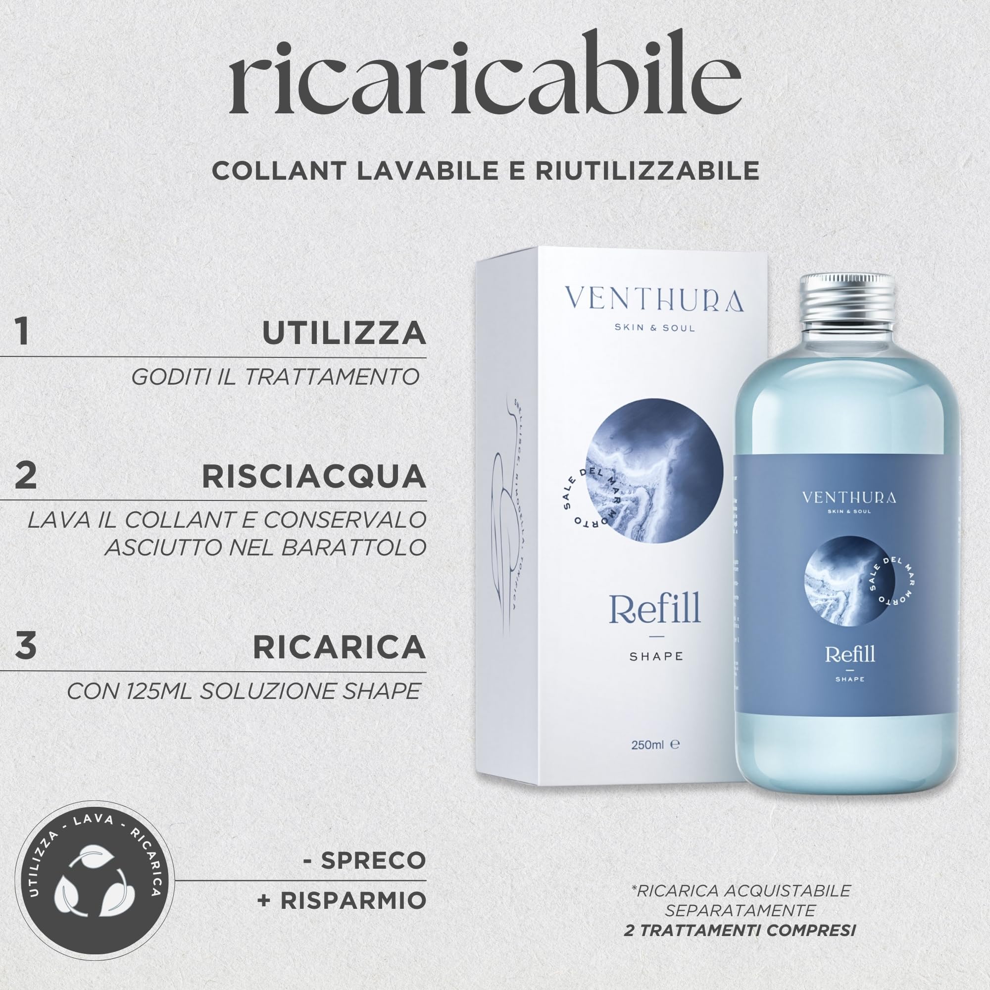 Venthura - PurePant Collant Drenanti Anticellulite Ricaricabili - Trattamento Anticellulite Professionale al Sale del Mar Morto - Pantacartene in Omaggio
