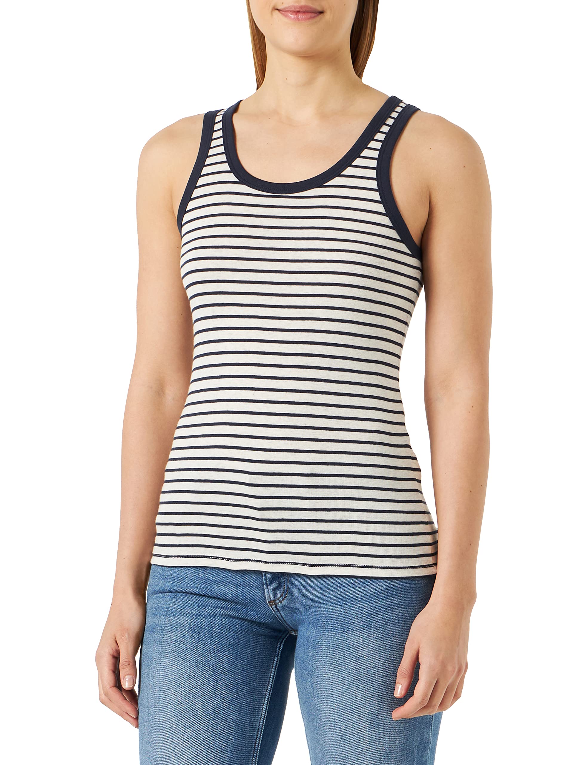 Petit Bateau Women's Iconic Cotton Vest Striped Navy Light Grey Sizes XXS-XL