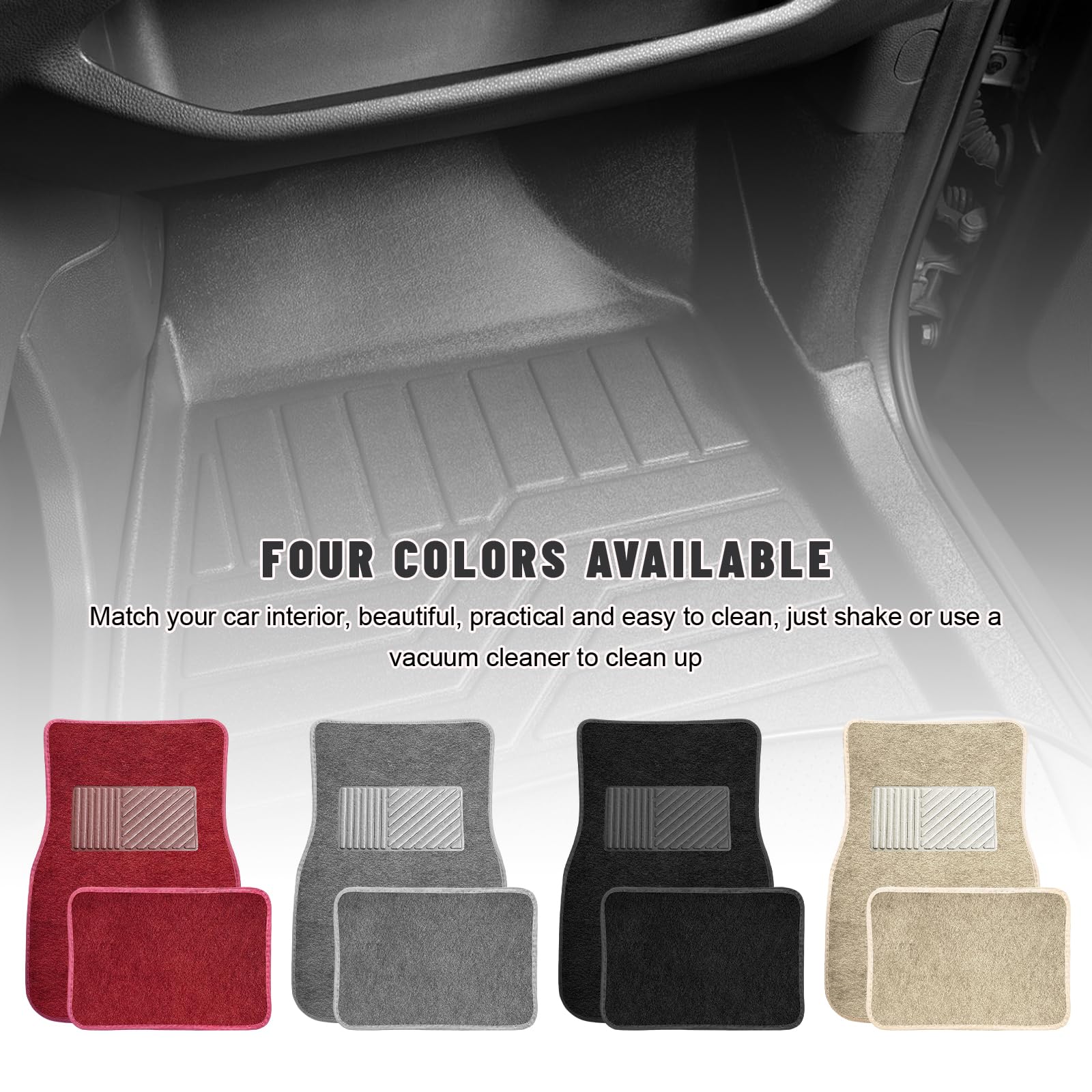 Sun Walker 4 PCS Car Floor Mats Waterproof Anti-Slip Front Rear Car Carpets with Driver Heel Pad All — view 6