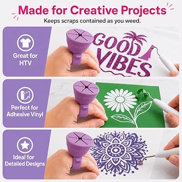 tweexy Wearable Vinyl Weeding Scrap Collector Ring for HTV Crafts Lavender