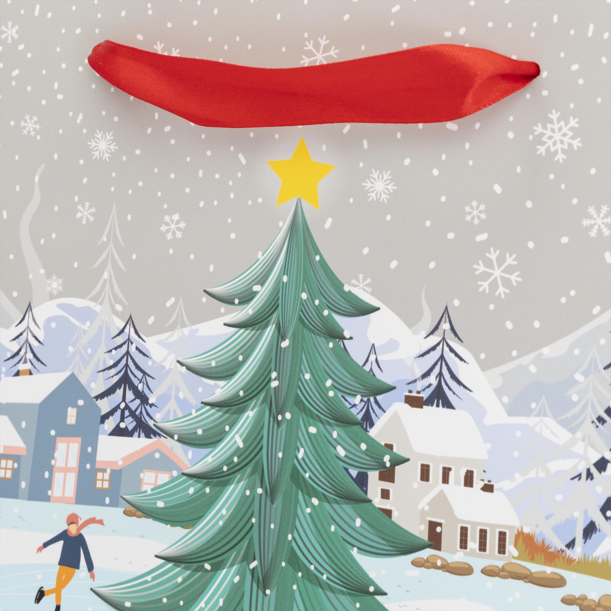 Idena Gift Bags, Pack of 10, Size 26 x 20 x 11 cm, Winter in Red and White with Snow and Christmas Tree, multicoloured - Image 4