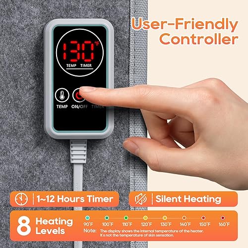 Miniatura 2 de Calentador para debajo del escritorio para oficina, calentador de pies plegable para debajo del escritorio con temporizador de 12 horas y 8 niveles