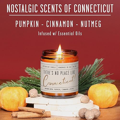 Vista 138 de Regalos de Nueva York, decoración de Nueva York para el hogar – 'There No Place Like New York Candle, con manzana jugosa, canela y calabaza I New