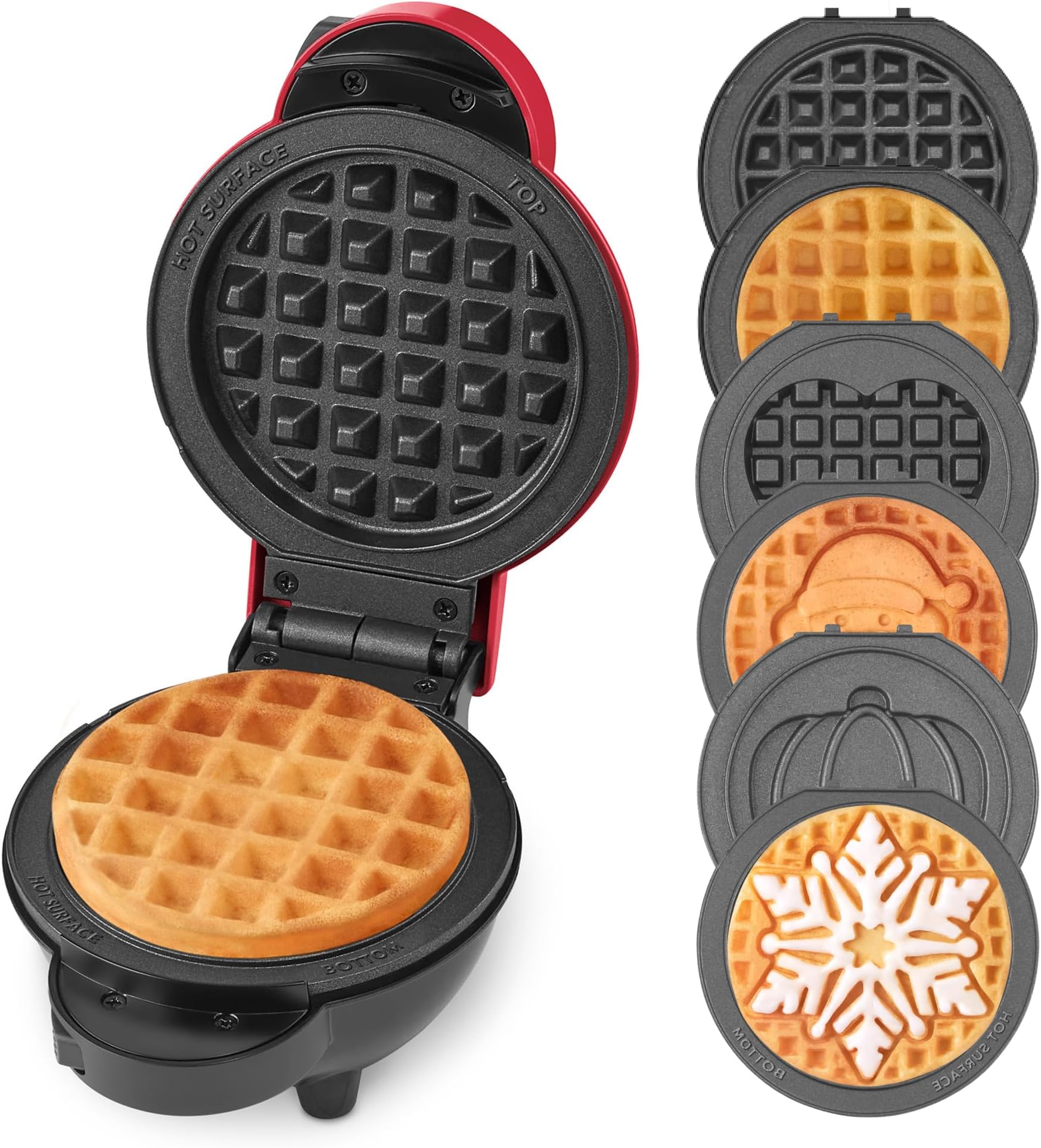 DASH Holiday Multimaker Mini System - Waffle Maker with Six 4” Removable Holi...
