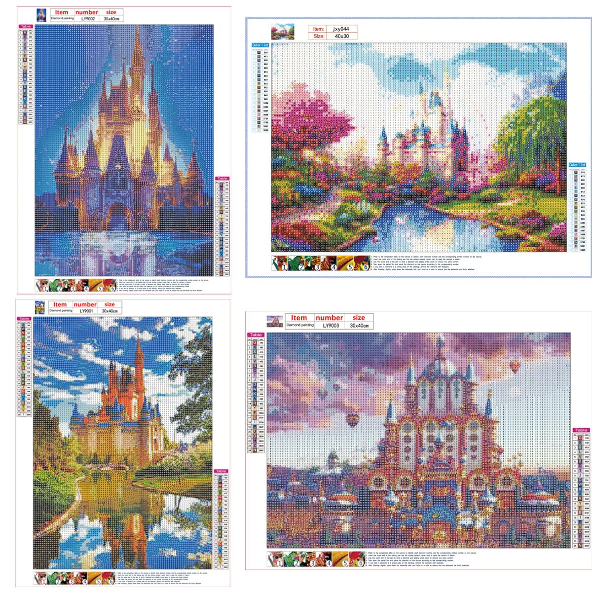 Amazon.co.jp: LEADINTOP ダイヤモンドアート 4枚セット 風景 城