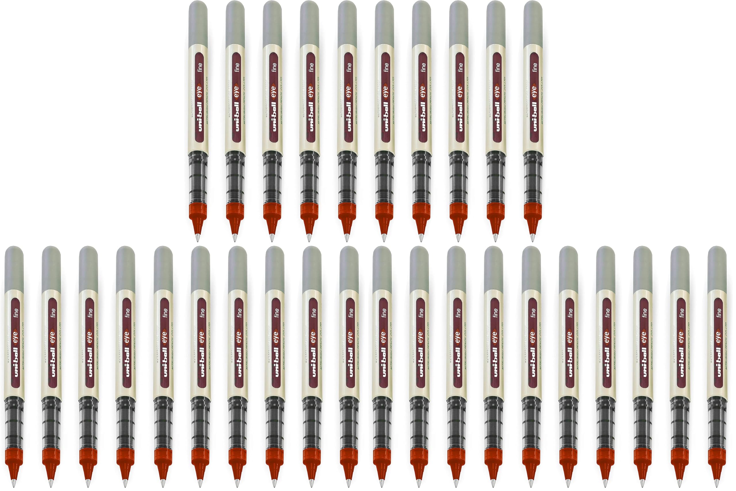 uni-ball EYE UB-157 Lot de 30 stylos roller Pointe 0,7 mm Rouge