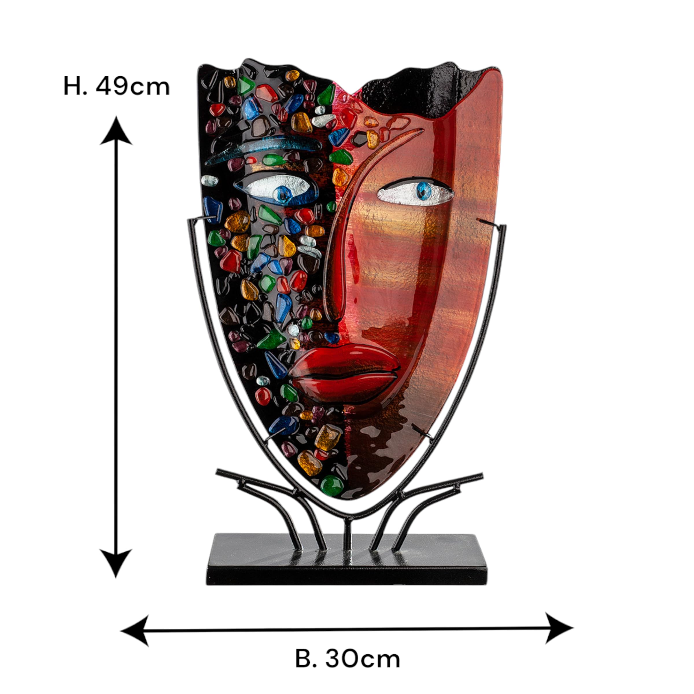 GILDE GLAS Art Designer-Dekovase – 50 Cm Hoch, Handgefertigt & Handbemalt, Abstraktes Unikat