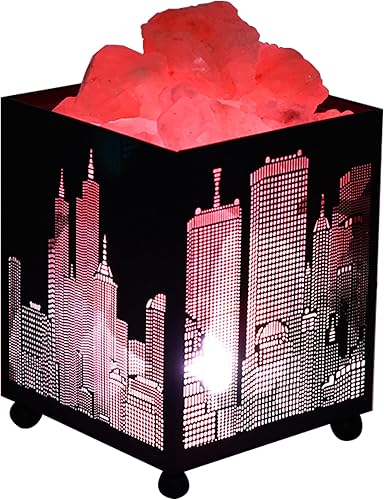 V.C.Formark Lámpara de sal del Himalaya, lámpara de roca de sal de 7 colores con diseño de cesta de metal, perfecta para dormitorio, sala de estar,