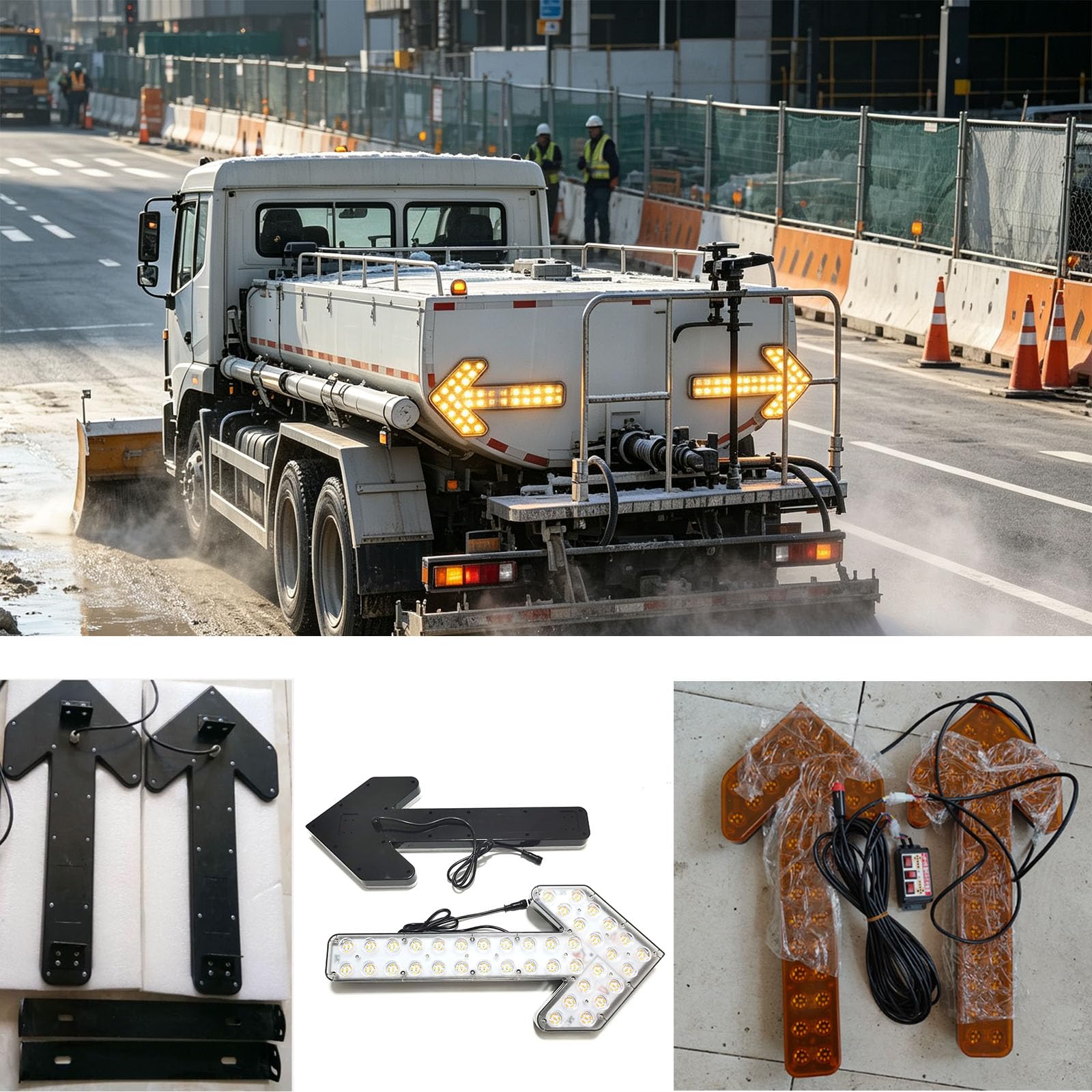 Luminoso Advertencia Flecha Intermitente Vehicular Luz Flecha LED, 1‑Pack | 12V-24V, 480 LED, 60CM, Incluye Accesorios de Instalación, Frecuencia de Parpadeo: 60-100 veces/minuto