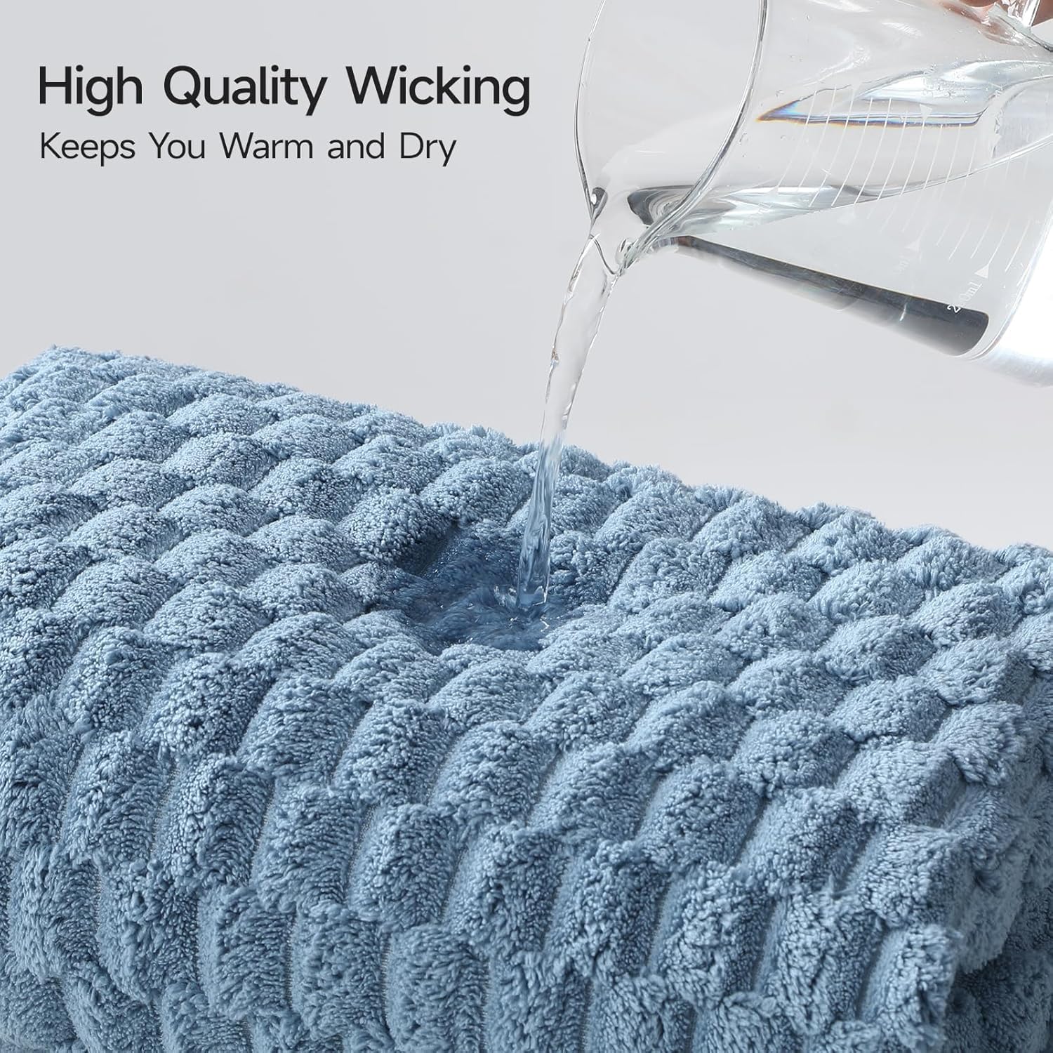 Grande serviette de bain en microfibre de 10 à 68,6 x 140,3 cm, très absorbantes, à séchage rapide, super douce, non pelucheuse et moelleuse pour salle de sport, spa (gris + bleu)