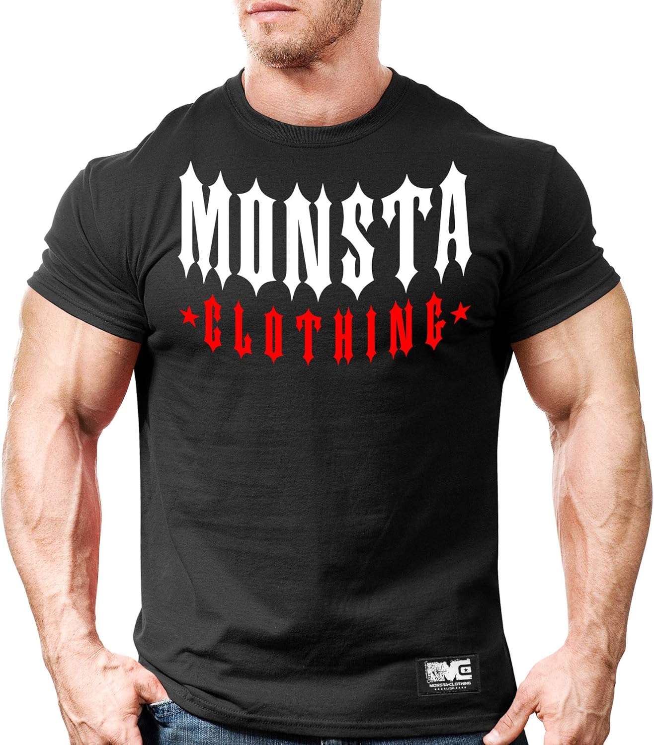Monsta Clothing Co. Men's Bodybuilding Workout (Spike-Tips) Fitness Gym T-Shirt