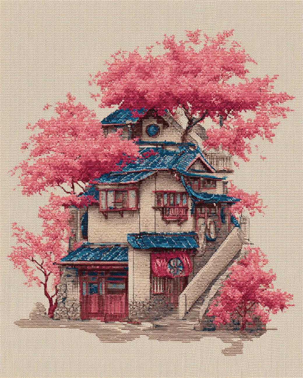 RKFLGEW DIY Bead Embroidery Kit Ancient Eastern Architecture 50x70cm
