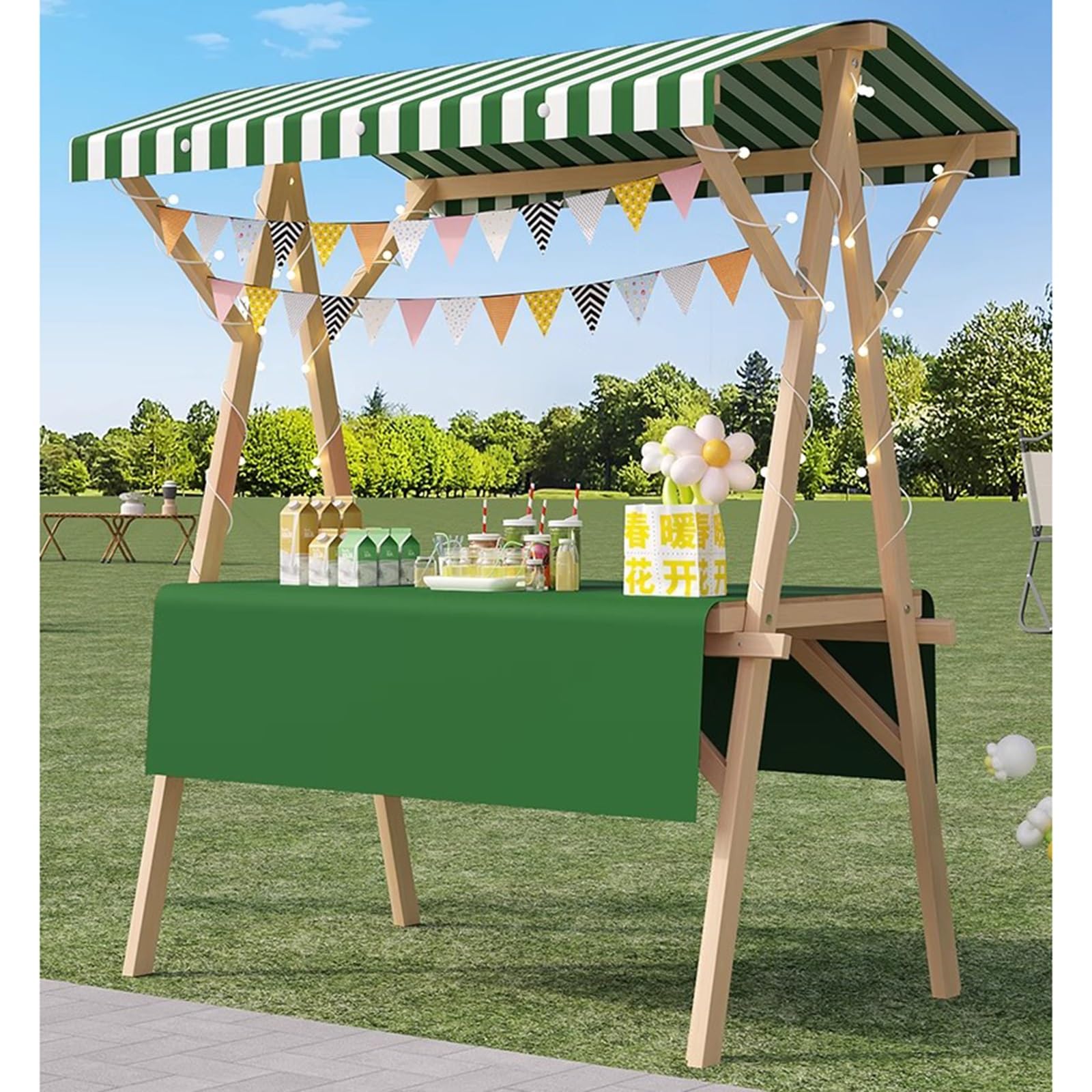 Chariot à glaces en bois pliable pour stands de restauration et marchés de rue
