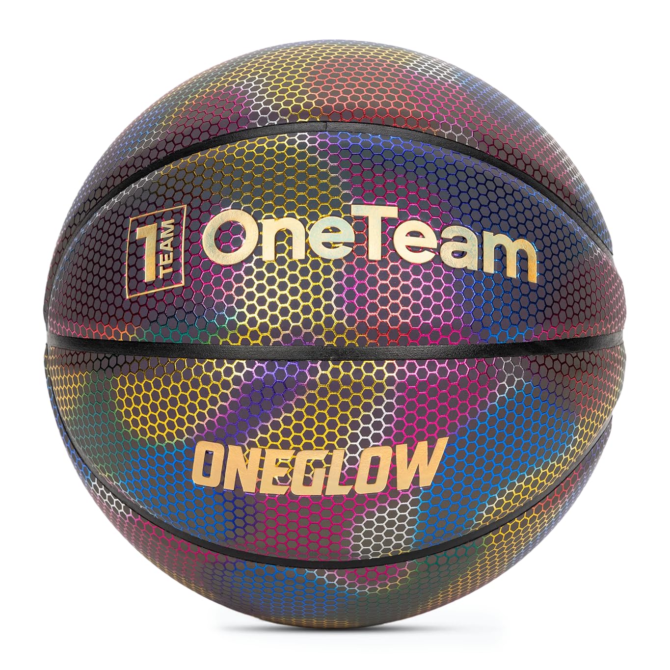 OneTeam Balón de baloncesto holográfico en tamaño 7 OT-BB01H Basket con un diámetro de 24,6 cm con materiales holográficos de PU y goma de alta calidad para entrenamiento y juego