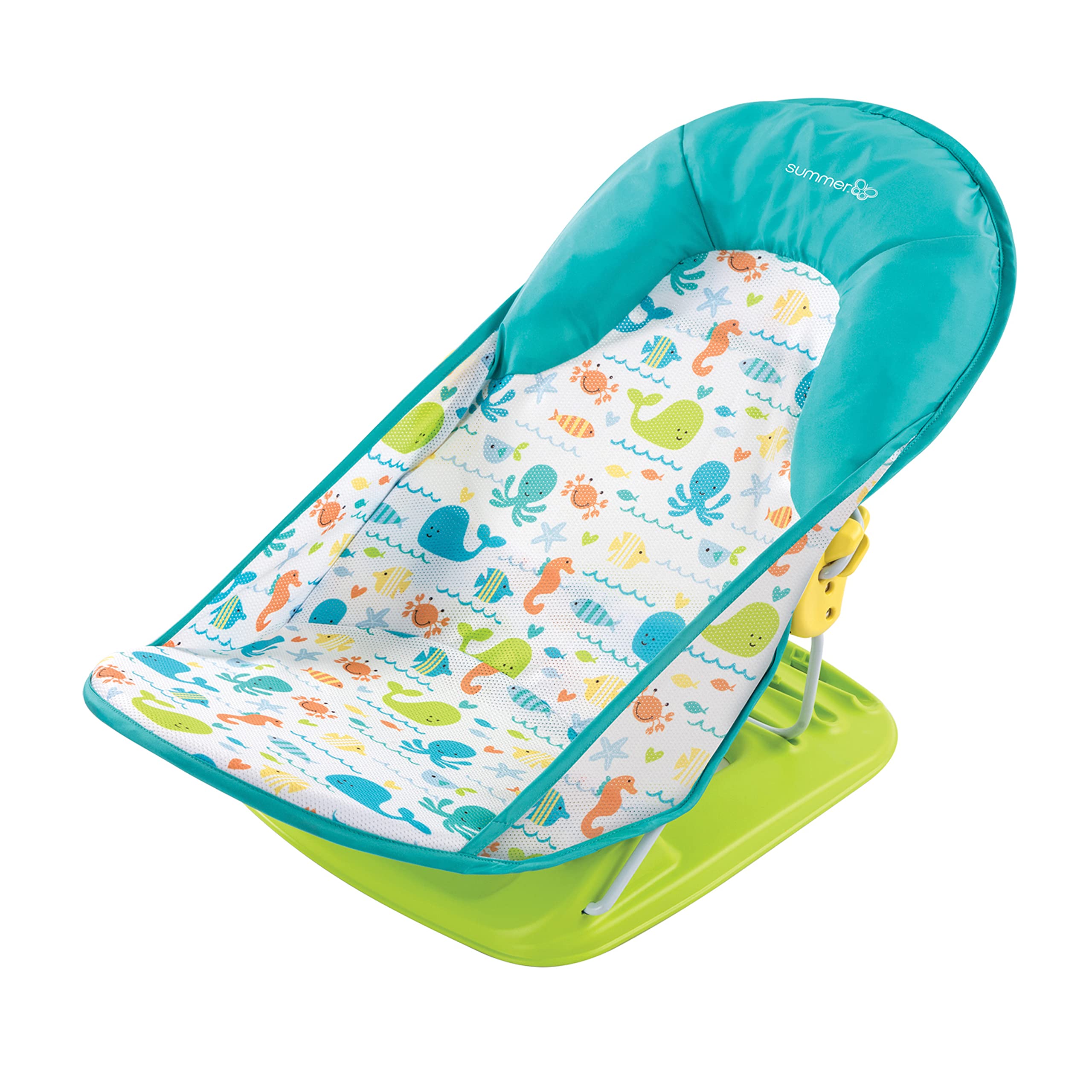 Summer Infant Deluxe Baby Bather (Whalin’ Around) - Bath Support for Use in The Sink or Bathtub - Includes 3 Reclining Positions