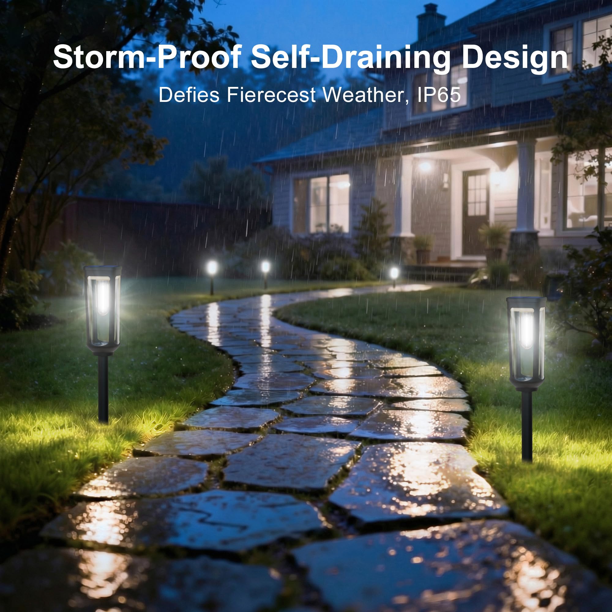JEJOT Solar-Wegleuchten für den Außenbereich, 8 Stück, coole Gartenleuchten, solarbetrieben, wasserdicht, IP65, automatisches An-/Ausschalten, Außenlicht für Rasen, Terrasse, Gehweg, Auffahrt