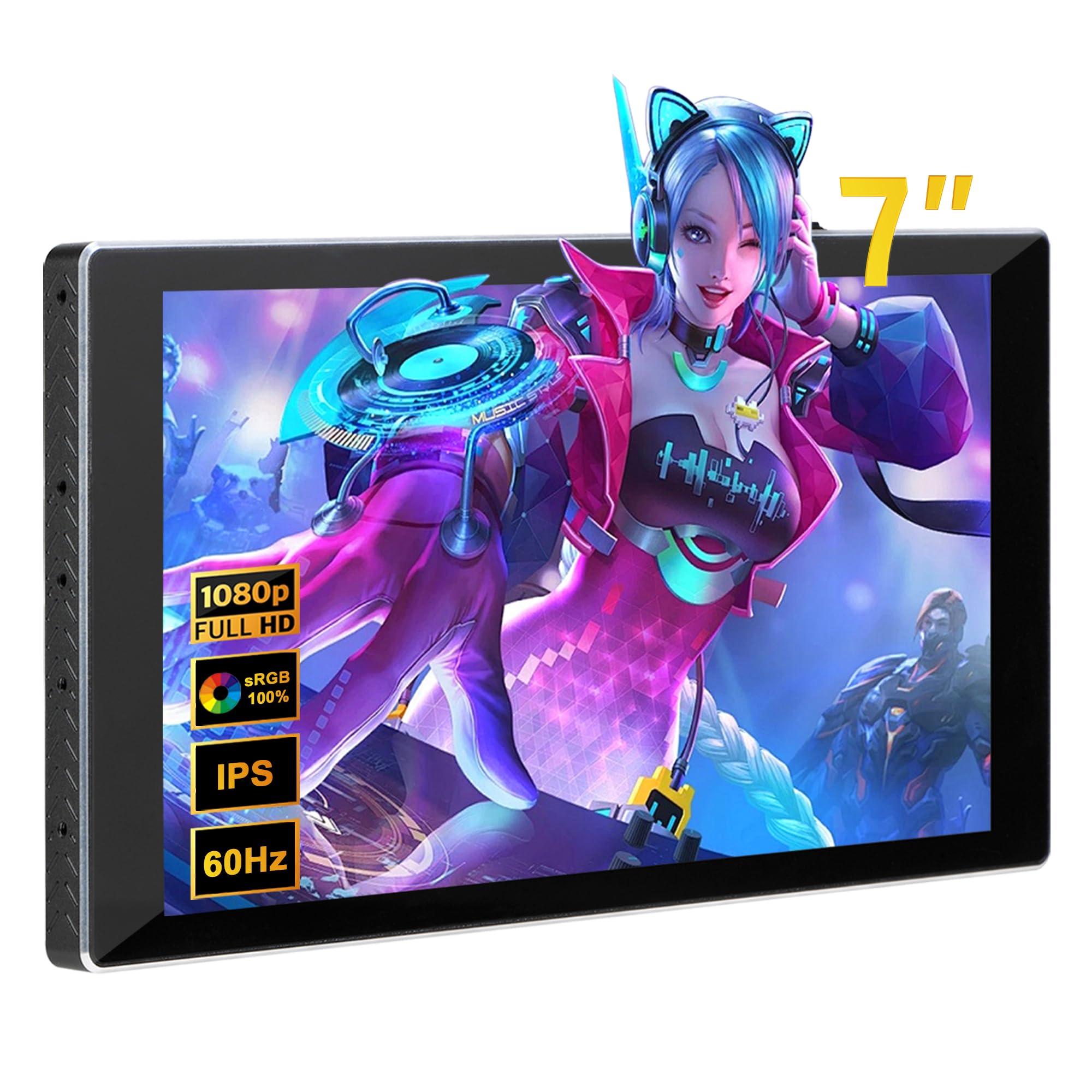 wisecoco 7 Zoll tragbarer Monitor Touchscreen, Mini Monitor IPS 1080P 1920 * 1080 60Hz, LCD-Display zweiter Bildschirm Kleiner USB C HDMI, ultradünnes Leichtgewicht für Gaming PS5 Xbox Laptop PC