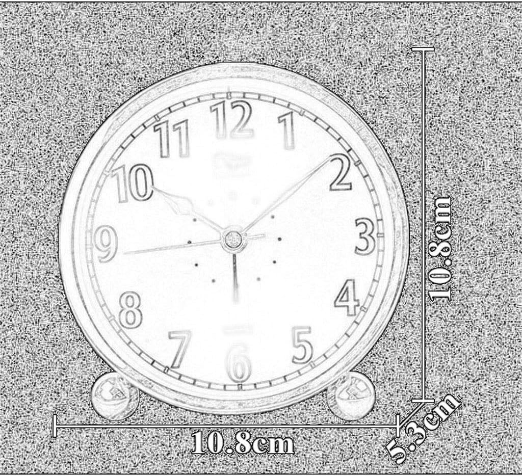 Alarm Clock. Circular Silent Analog, No Ticking, with Night Light, Battery-Powered image 2