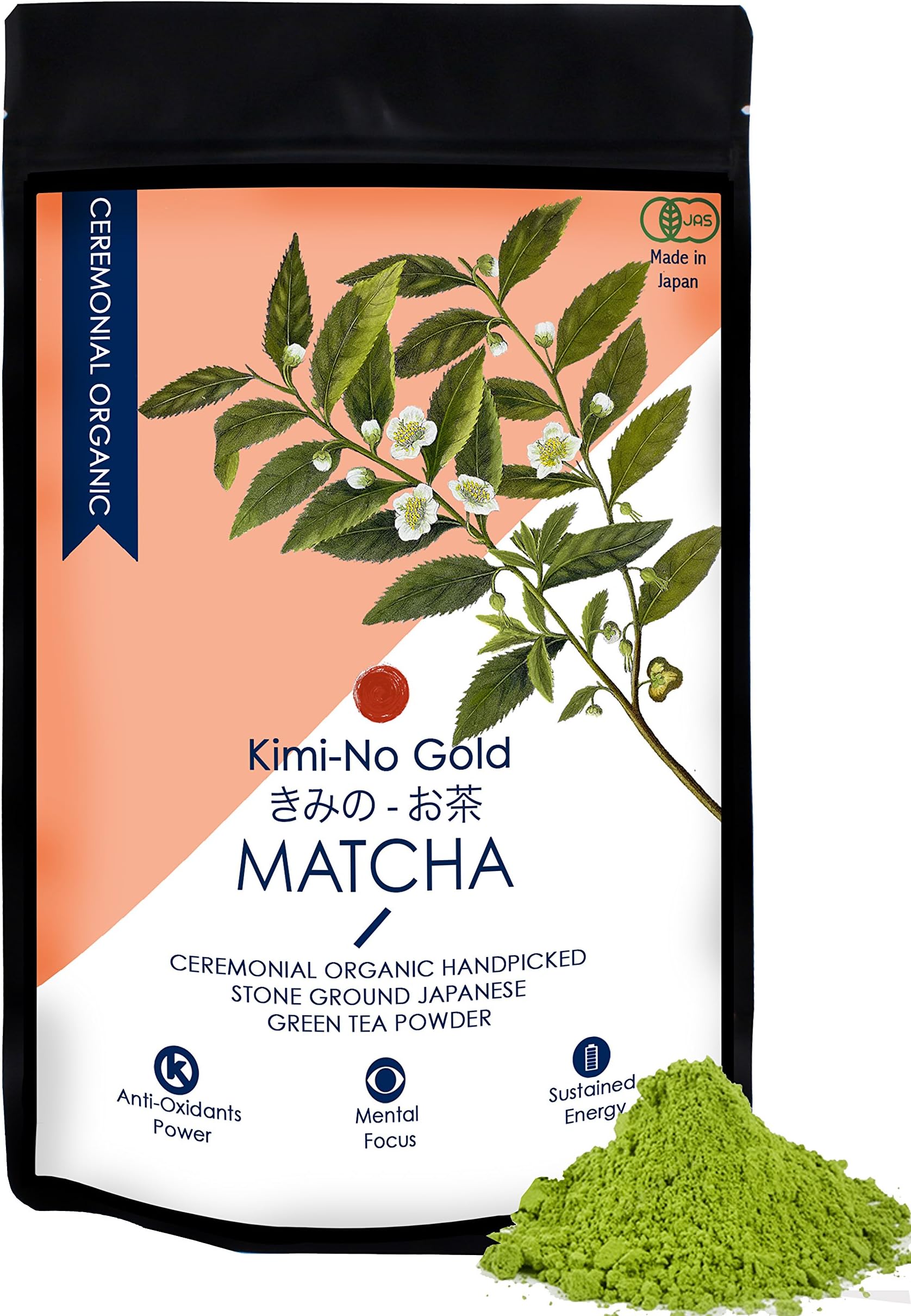 Kimino Gold Ceremonial Organic Matcha Tea, 50 grams
