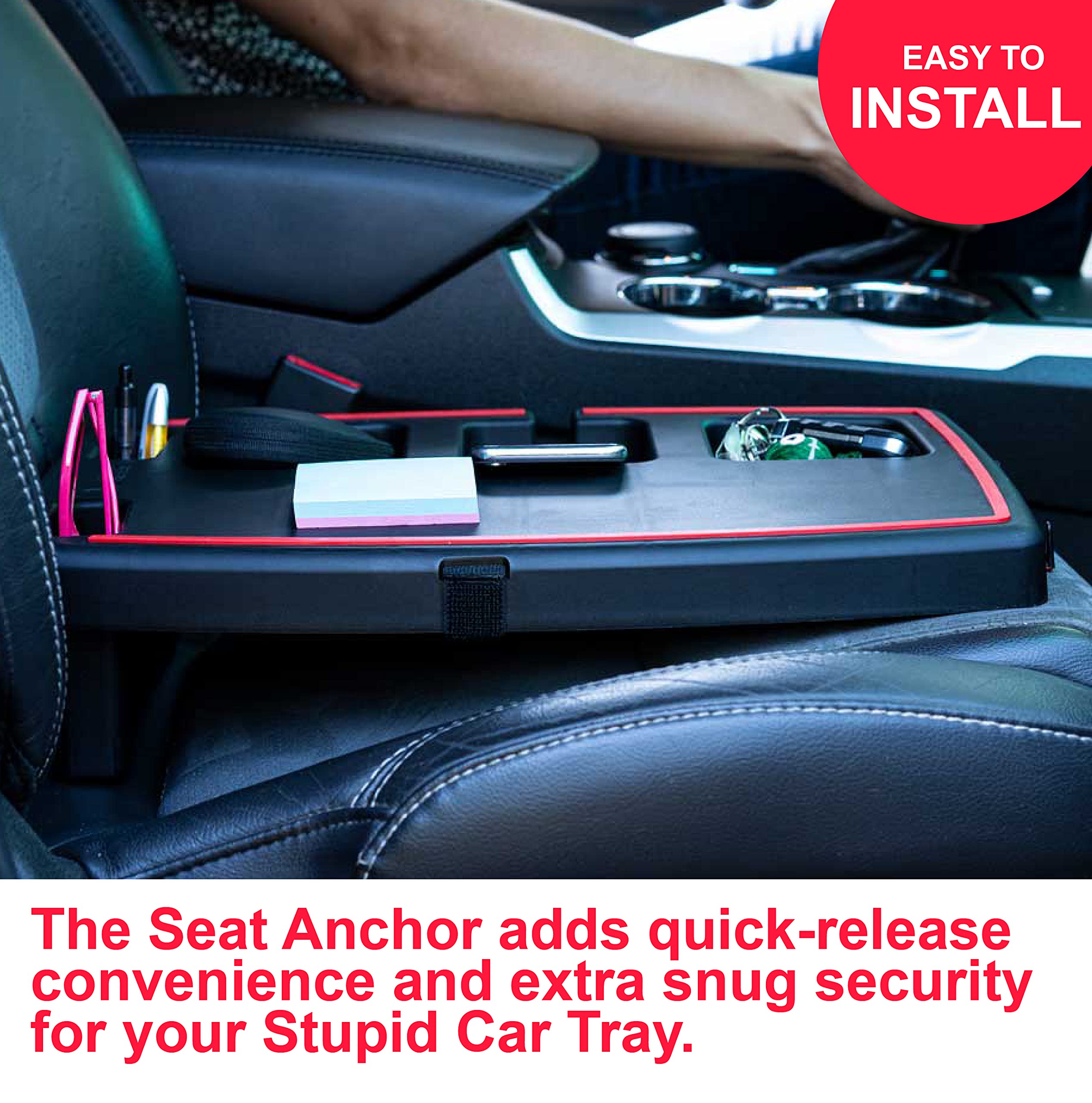 STUPID Car Tray - Seat Anchor - Security Belt for Car Tray - Made from Recycled Materials - 6 in