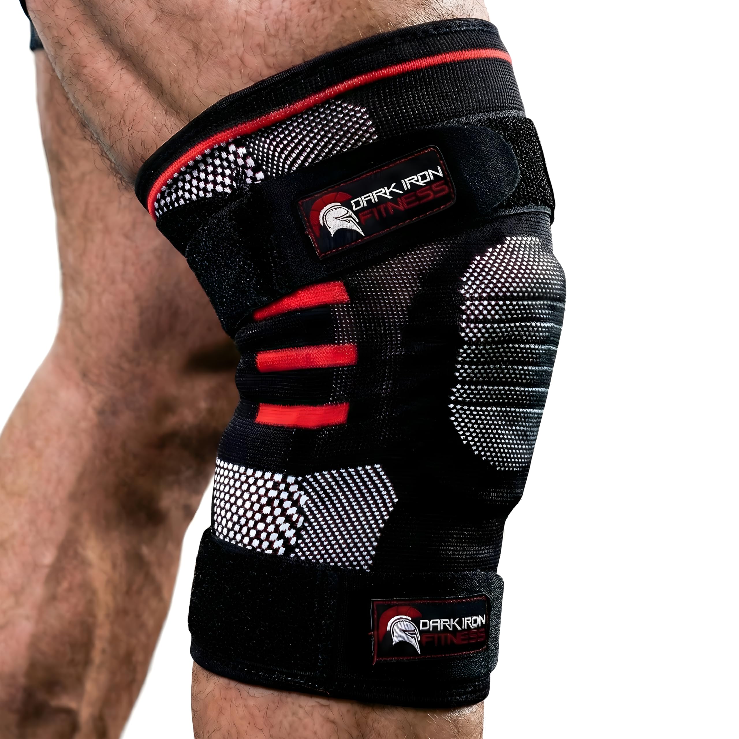Dark Iron Fitness Knee Brace for Weightlifting – Extra Large, Padded, Stabilizing Compression Sleeves for Powerlifting and Weight Training – Black
