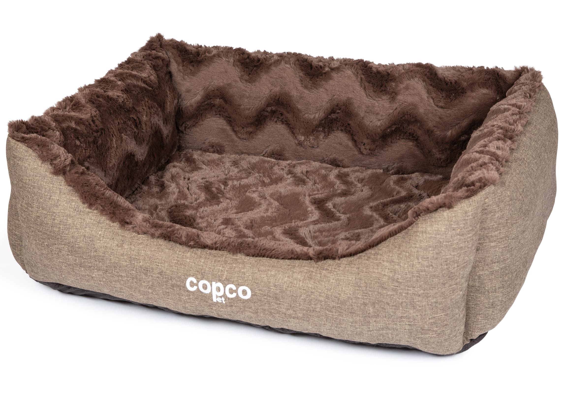 CopcoPet Hundebett Pia Orthopädisch Schwarz 80 x 60 cm – Kuscheliges Hundekörbchen mit Visco-Füllung – Waschbar, rutschfest, pflegeleicht, bequem & gelenkschonend – Für kleine Hunde