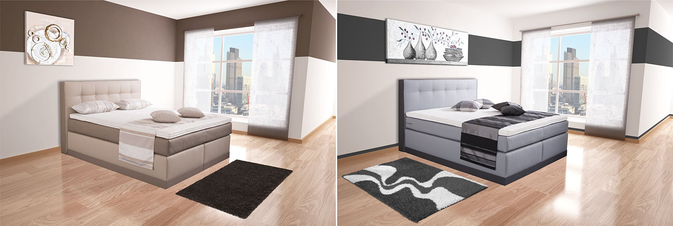 AUKONA Boxspringbett AVA 160x200cm - 7 Zonen Taschenfederkern, Kostenloser Aufbau