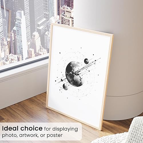 Miniatura 5 de EXCOOL CLUB Marco de madera beige de 12 x 16 pulgadas, juego de portarretratos de 1 a 12 x 16 pulgadas con paspartú de plexiglás, marcos de madera