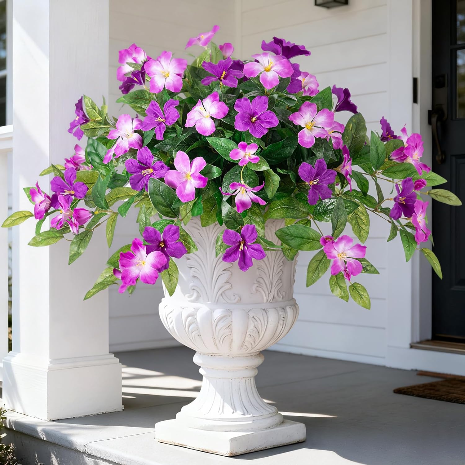 Artificial Hanging Faux Flowers for Outdoors Planters 2PCS Fake Flowers Silk Hibiscus Flowers for Outside Outdoor Faux Hanging Plants UV Resistant Spring Home Front Porch Decoration