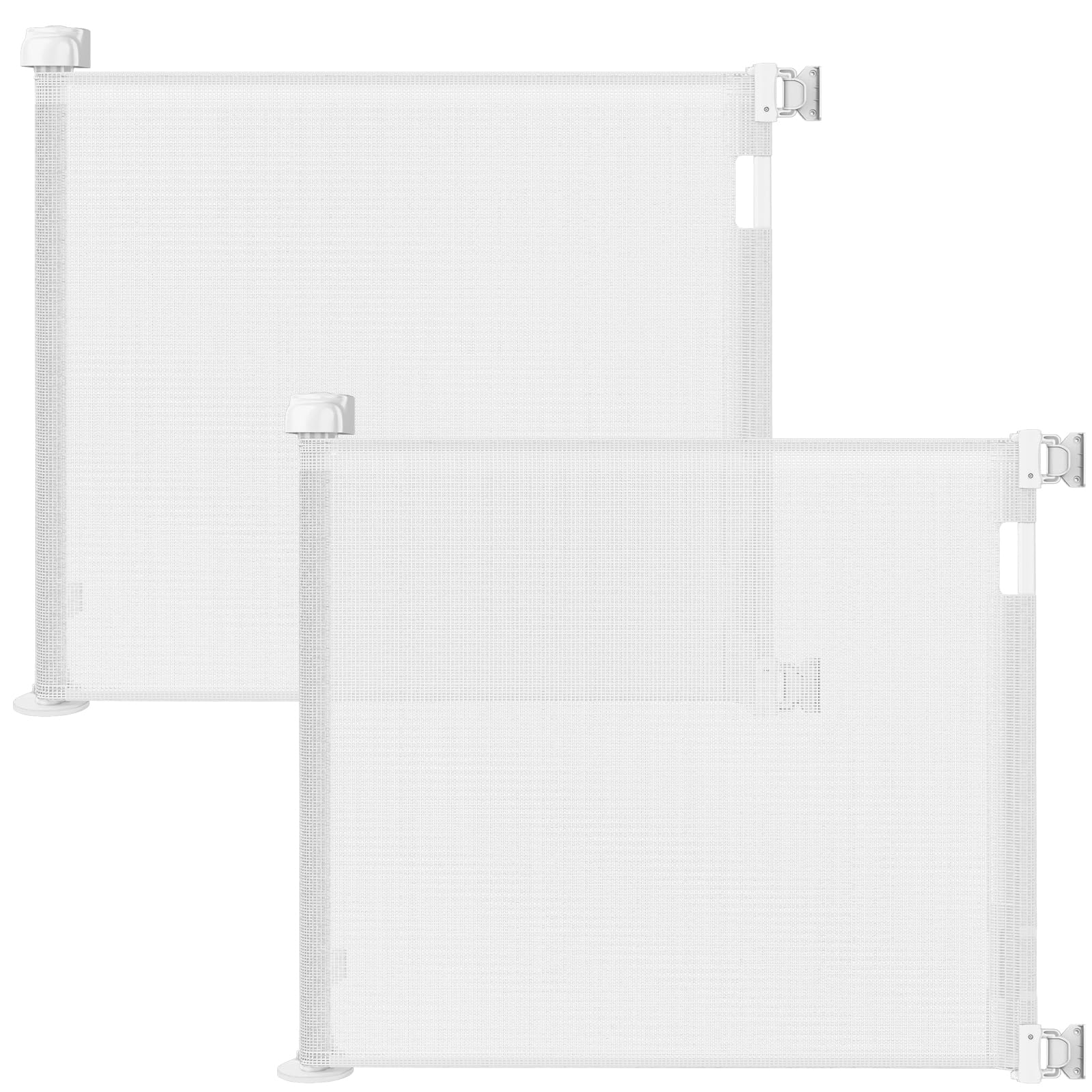 Photo 1 of 2-Pack Retractable Baby Gate for Stairs-33”Height, Expands up to 55”Width-Safety Gate for Infants, Toddlers, Dogs & Pets-Easy Install, Secure Closure, White Mesh Design for Indoor & Outdoor Use