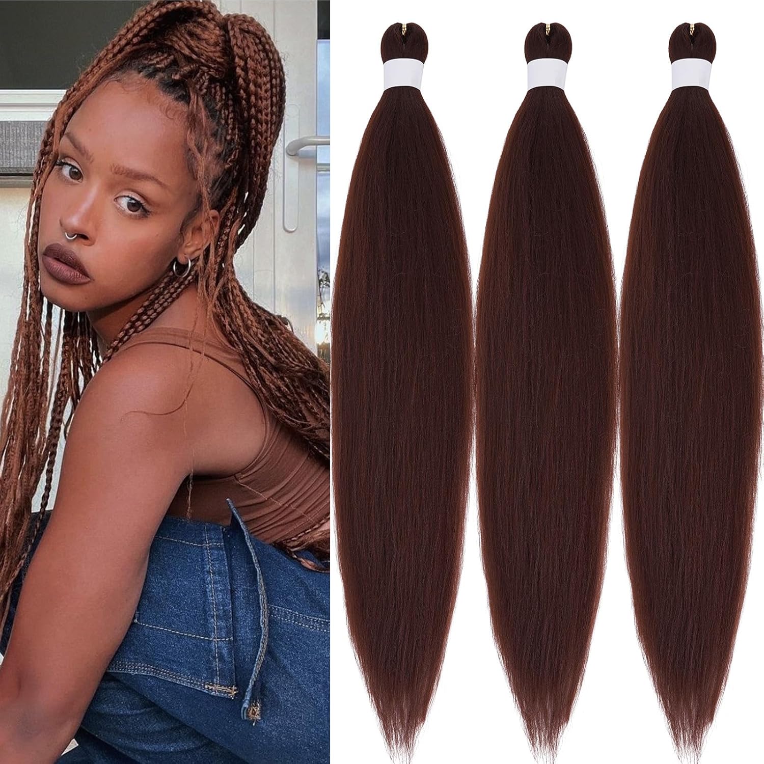 Purple Pink Ombre Braiding Hair Pre Stretched Knotless Pink Prestretched Braiding Hair Extensions for Crochet Box Braids 24 inch Synthetic Bundles Weave
