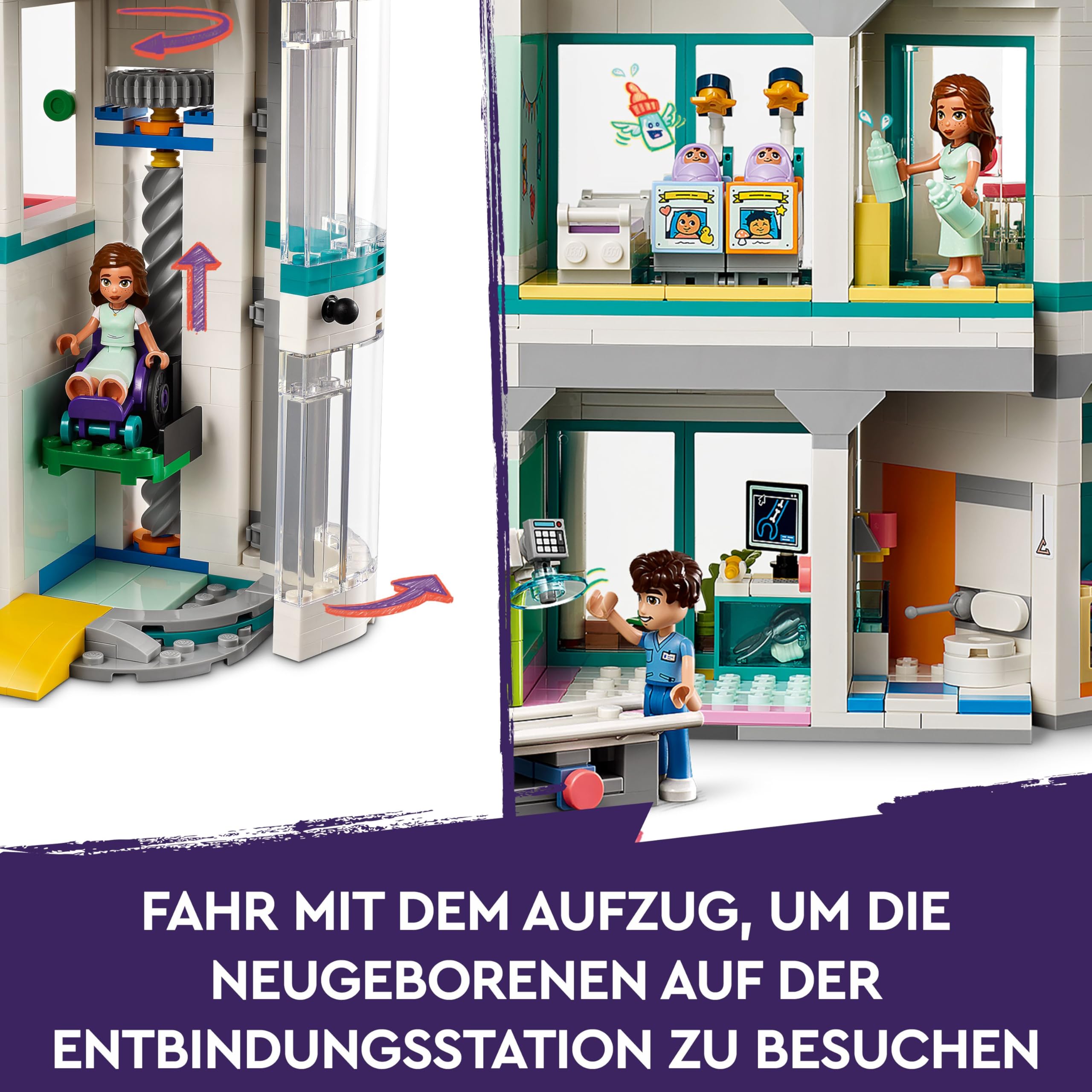 LEGO Friends Heartlake City Krankenhaus, Set mit Spielzeug-Hubschrauber und Figuren inkl. Autumn und Hund, Arzt-Spielzeug für Kinder, Geschenk für Mädchen und Jungen ab 7 Jahren 42621