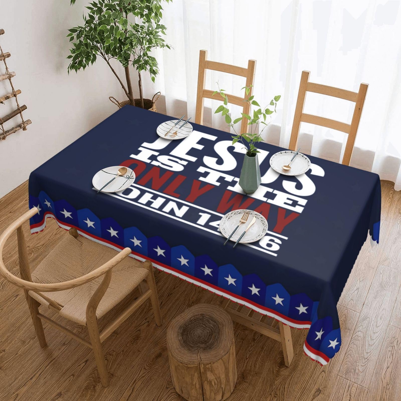 SMAZDFXX Jesus is The only Way 54 x 72in Table Cloth,Polyester Rectangle Tablecloth for Kitchen Dining