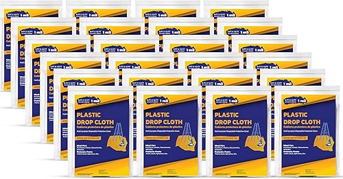 Miniatura 10 de Painters - Láminas de plástico, paños de plástico para pintar, lona de tela de gota de pintura de 9 x 12 pies, cubierta de lona de plástico