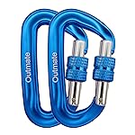 Outmate 12kN 3.2x2 Heavy-Duty Carabiner Clips - Durable, Lightweight Aluminum Alloy Carabiners for Hiking, Camping, Keychains, Dog Leashes, Hammocks & More(Screw gate,2 Blue)