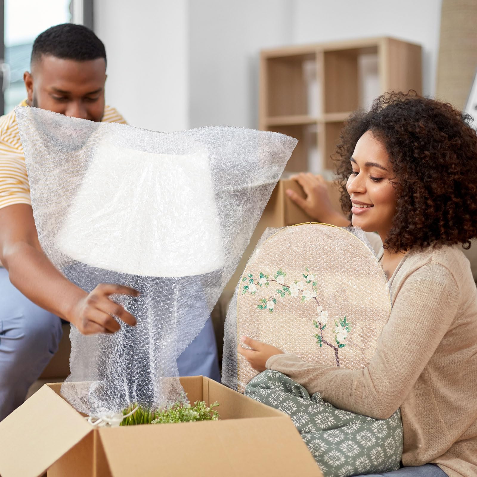 Dunzoom 5 Pack Extra Large Bubble Pouches 18 * 22 Inch Clear Bubble Pouch Wrap Bags For Packing Shockproof Cushioning Wrap Bag For Shipping Moving Fragile Dishes China Plates Painting