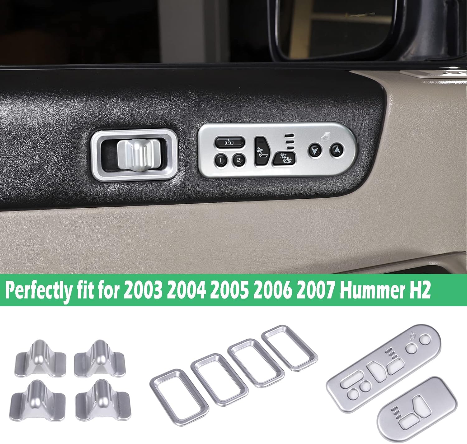PIUGILH 24 PCS Full Set Interior Decoration Trim Kit for Hummer H2 2003-2007,Car Central Control Dashboard Navigation Panel Sticker Interior Trim Cover, Nice and Fashionable (Silver)