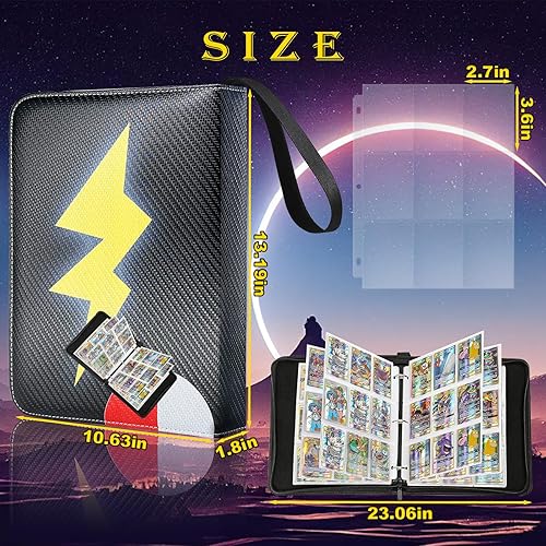 Miniatura 2 de YINRTELM Carpeta de tarjetas para tarjetas de Pokémon, con 990 bolsillos, 55 mangas, soporte para tarjetas de intercambio de juegos, álbum de