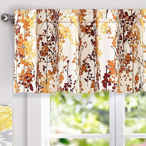 DriftAway Leah - Cortina térmica aislante para ventana, con diseño de flores floreciendo con faldilla plegable para cortinero, Poliéster & Mezcla de