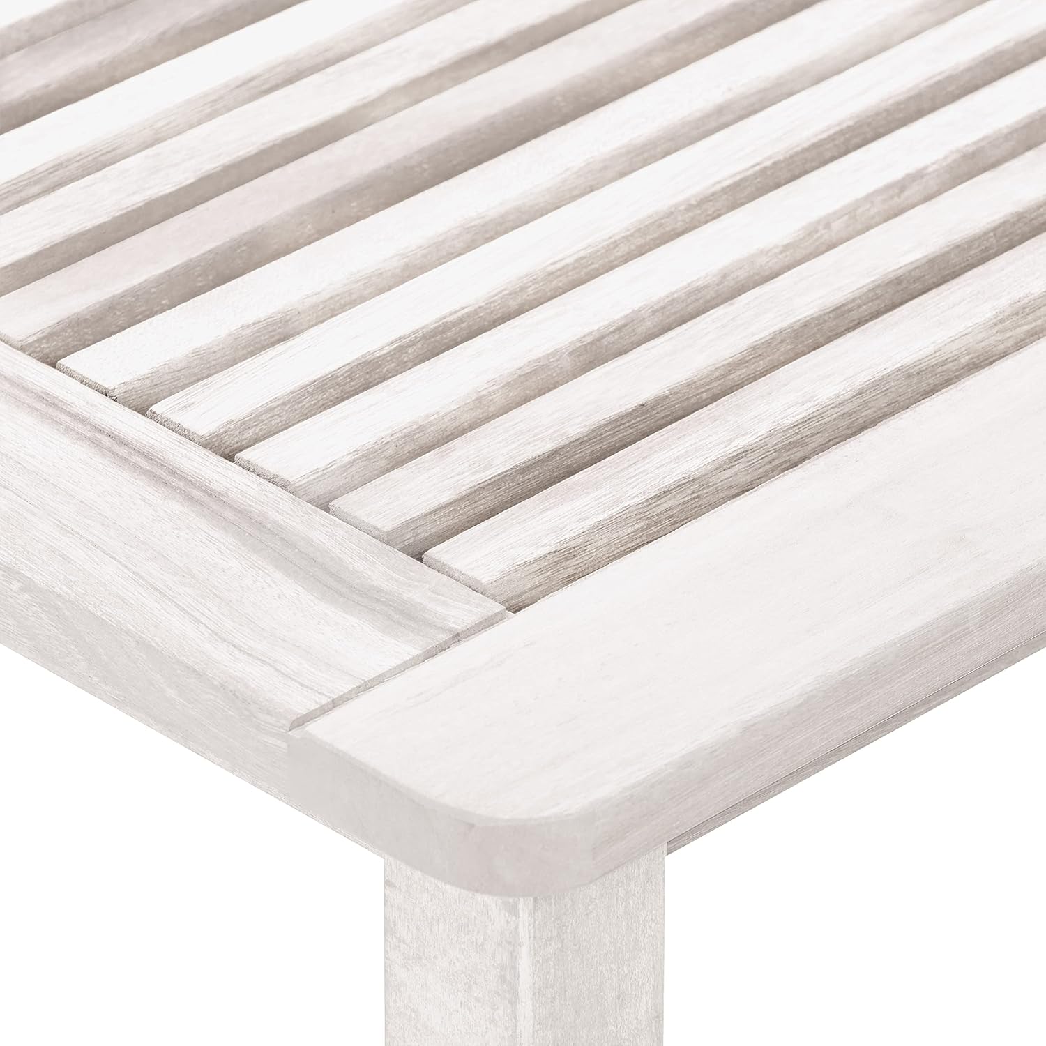 CorLiving Miramar Contemporary White Washed Solid Wood Outdoor Side Table