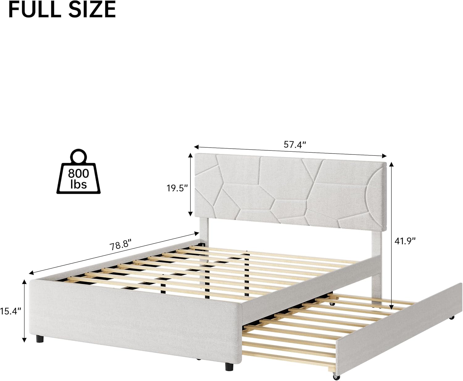 similar to stock photo.. possibly incomplete .. .. black.. garvee full size bed frame with trundle, upholstered platform bed frame with headboard, trundle bed twin, wood slat support, for bedroom, living room, guest room