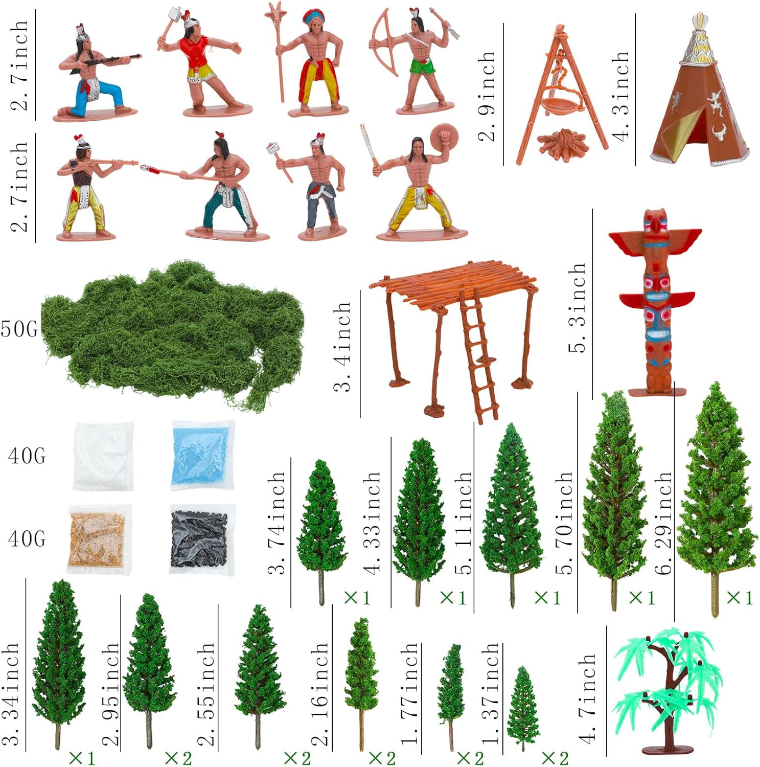 ONEST 34 Pieces Native American Figurines Indian Figurines Indians Historical Plastic Action Figures for Projects Decoration Birthday Gift Dollhouse Cake Toppers