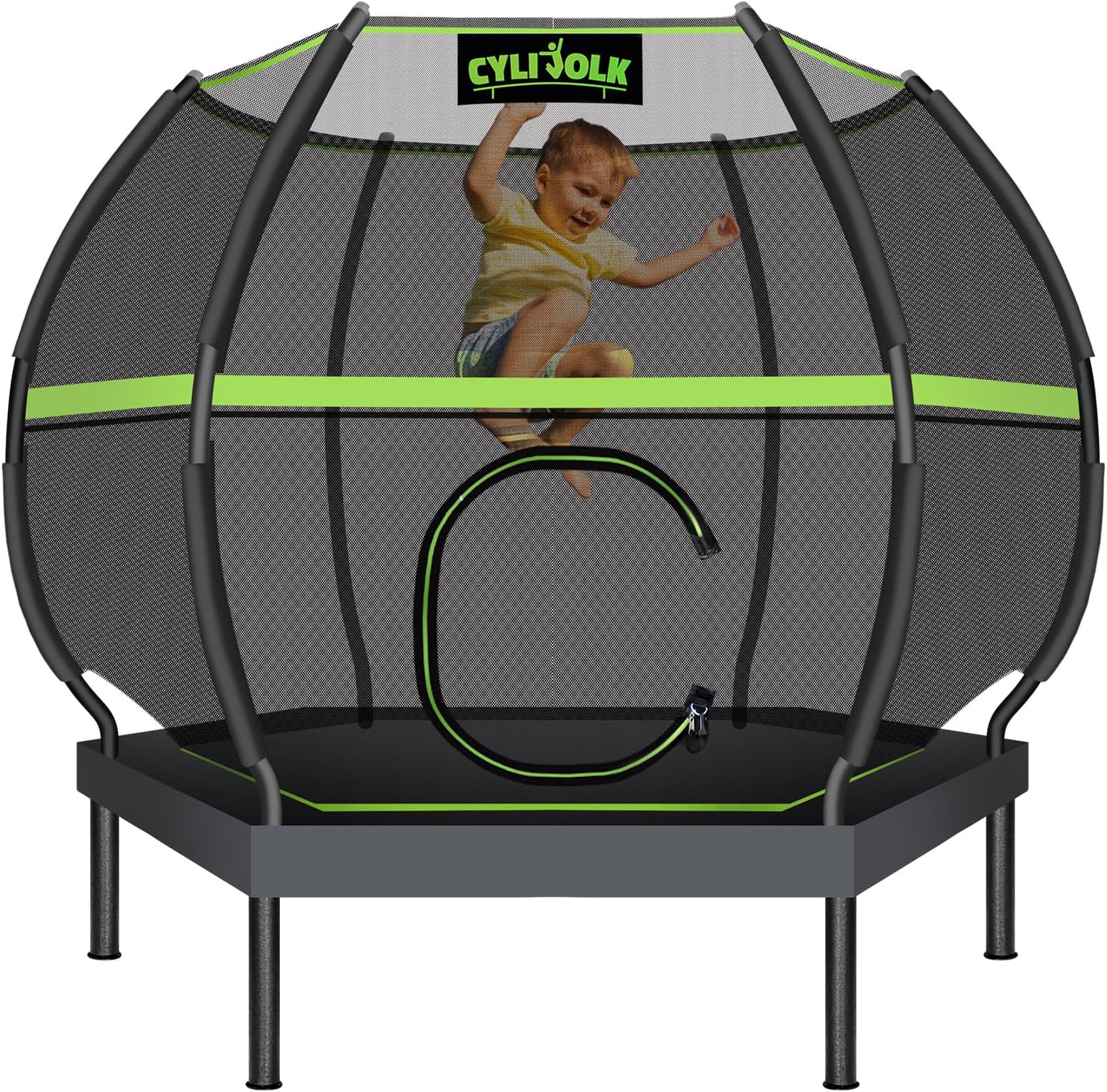 Trampoline for Kids, Heavy Duty Recreational Trampolines Toddler Trampoline with Enclosure Net Ladder Indoor Outdoor Trampoline CPC Approved